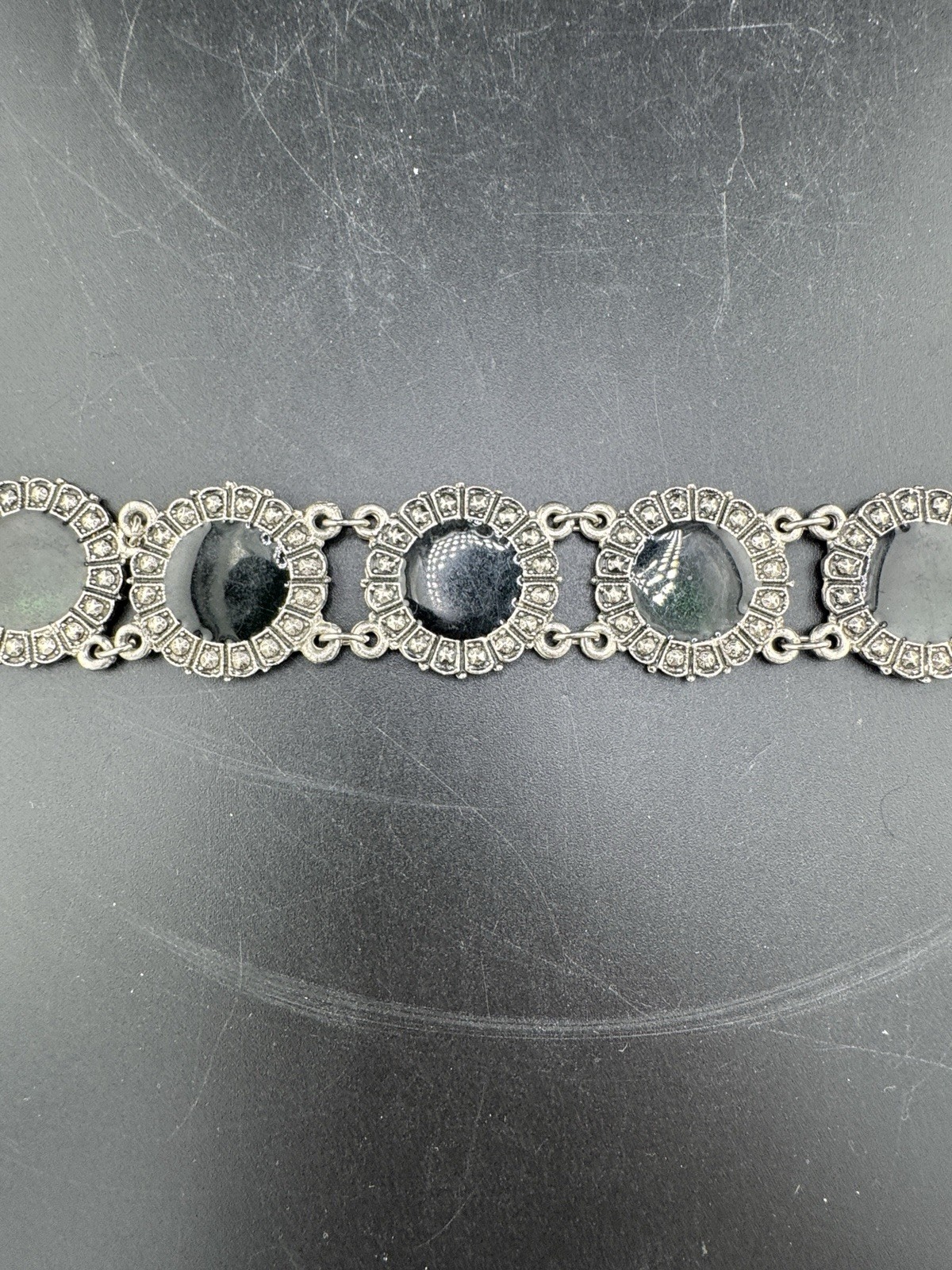 Vtg Green Silver Toned Souvenir Of Morocco Du Maroc Bracelet See Pics