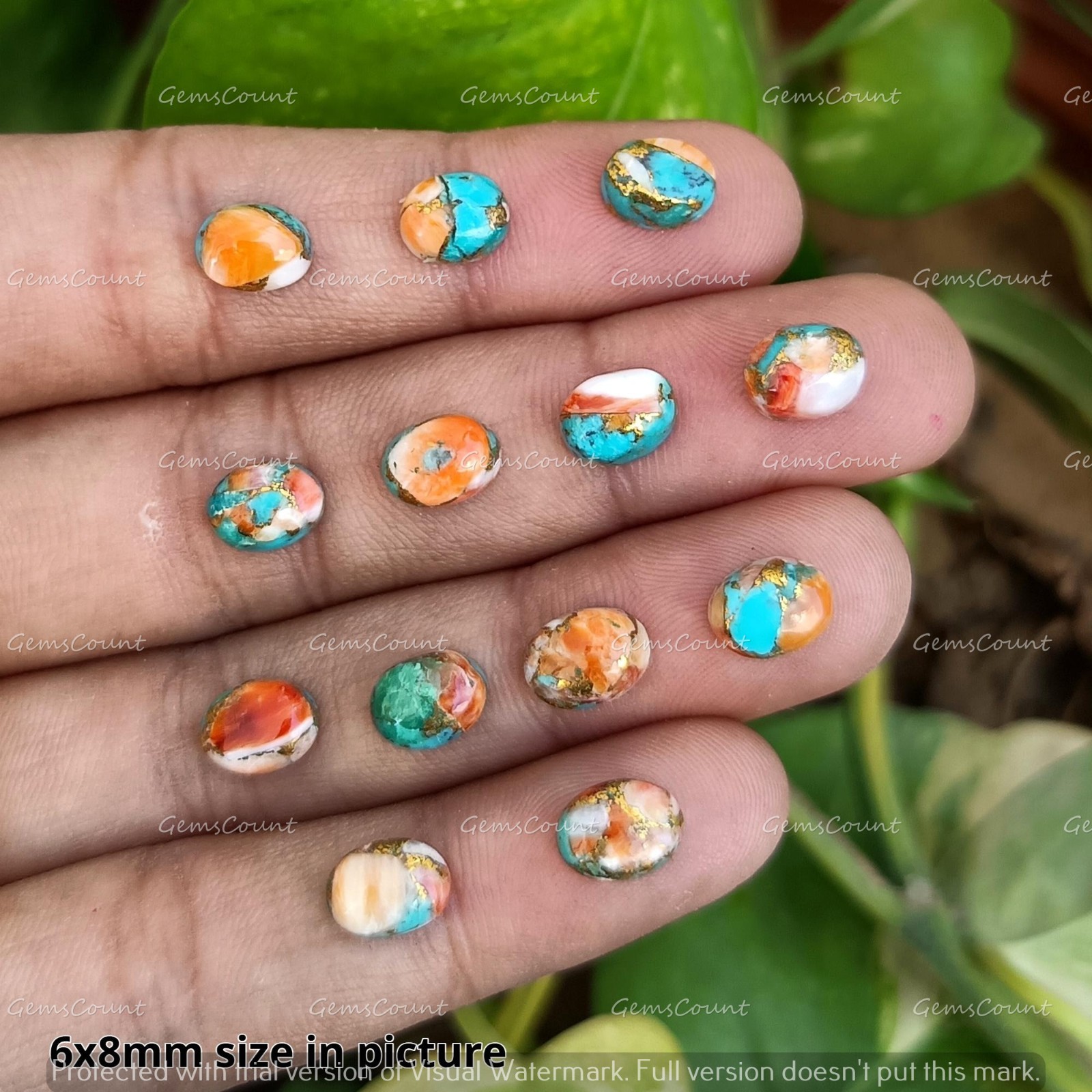 Natural Oyster Turquoise Oval Cabochon Gemstones For Crafting 3x5mm-15x20mm