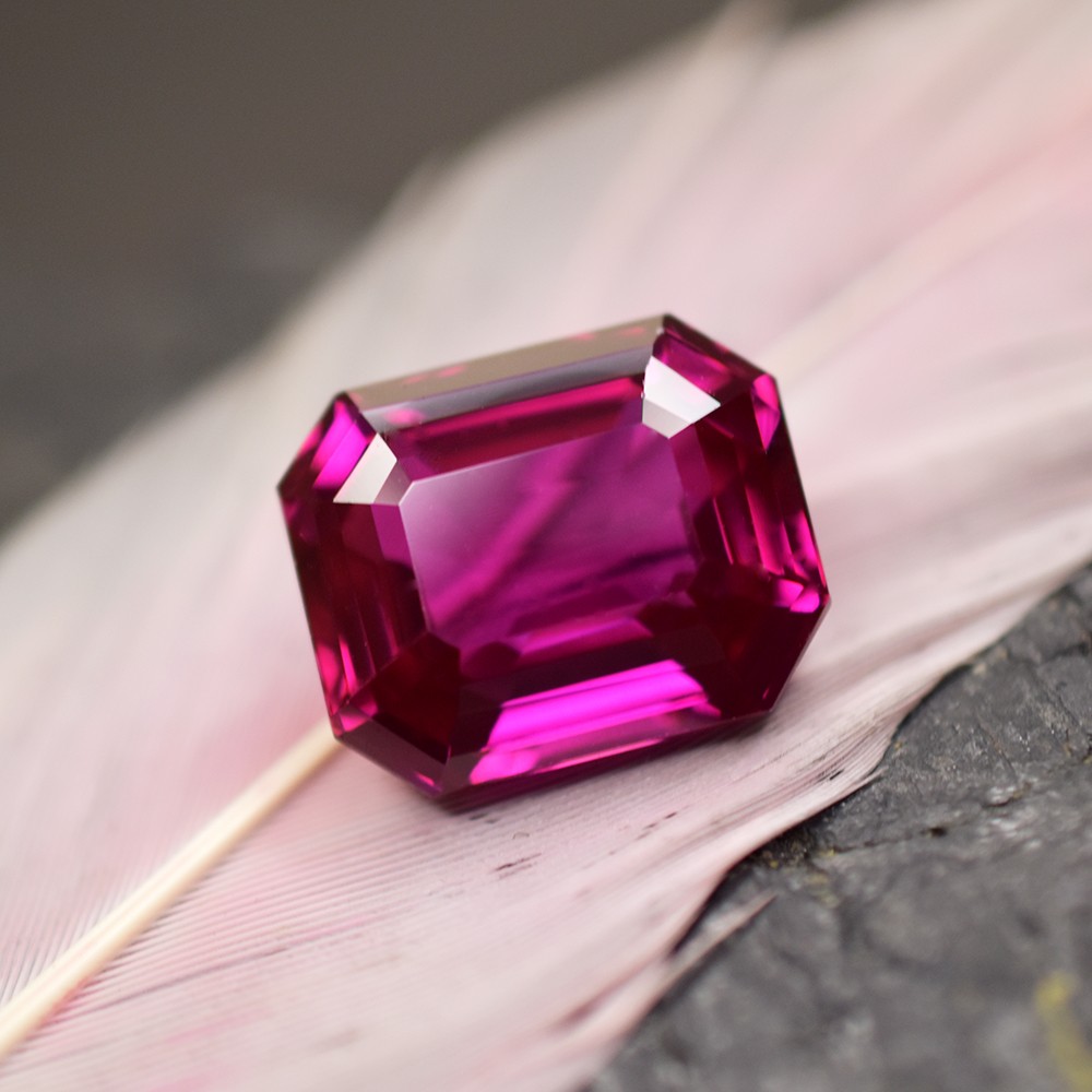 16.8 Ct Natural Emerald Cut Dark Pink Kunzite CERTIFIED Heated Loose Gemstone