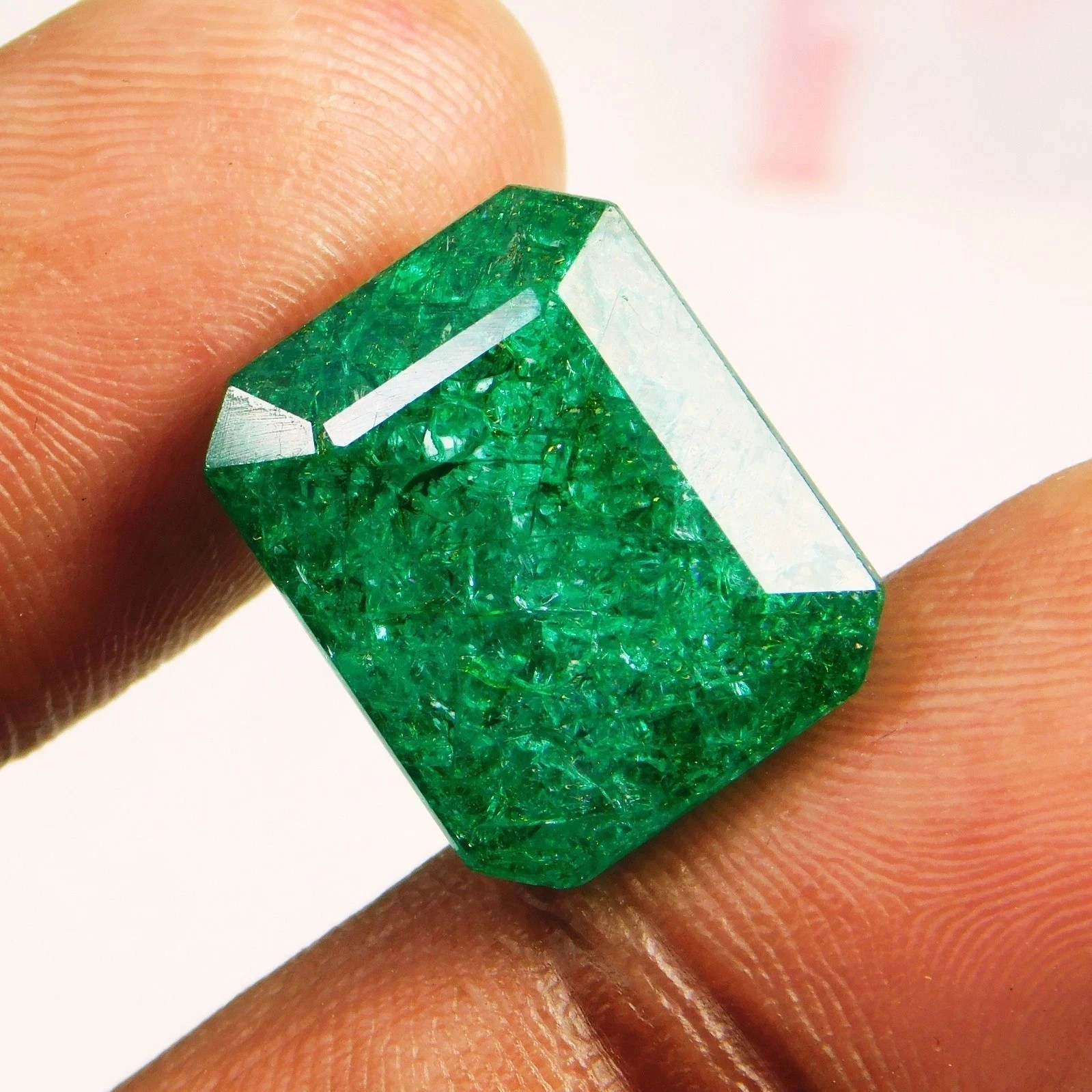 11.45 Ct Lab-Created Green Colombian Emerald Certified Emerald Cut Loose Gems
