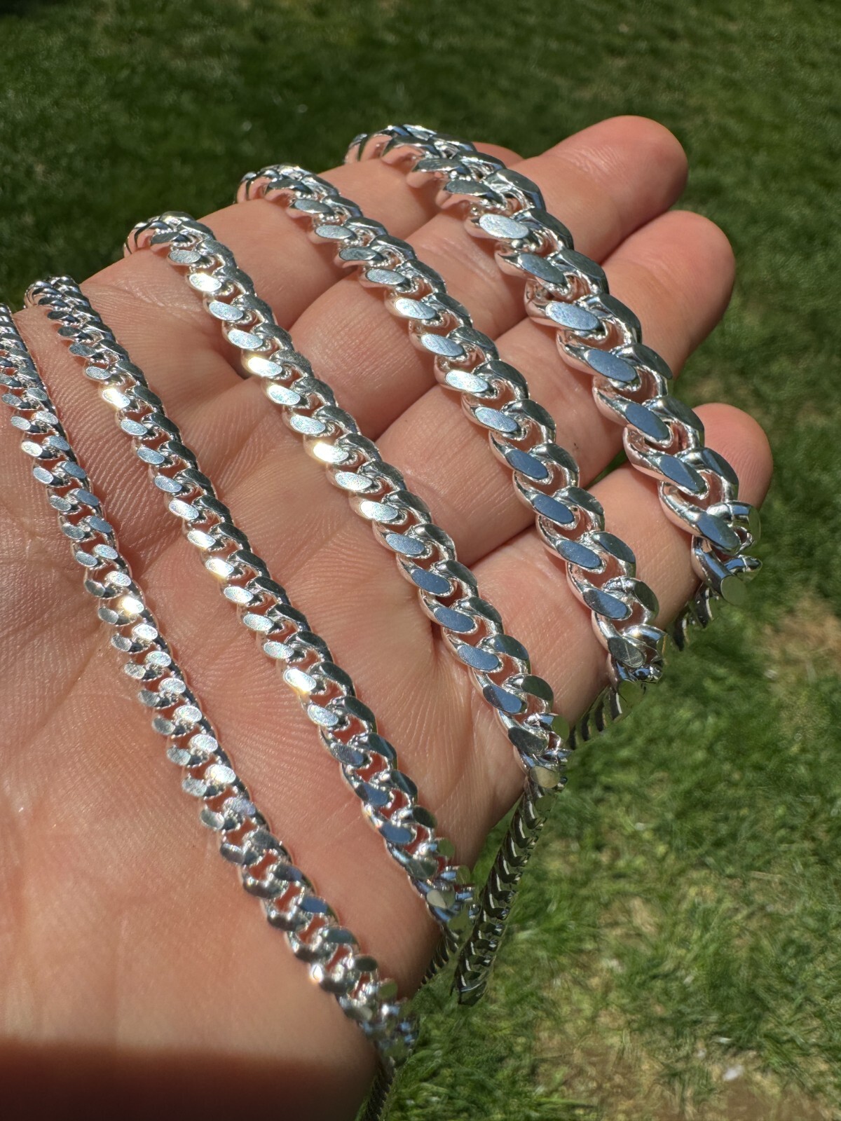 Mens Real Solid 925 Sterling Silver Miami Cuban Chain 2-12mm Heavy Link Necklace