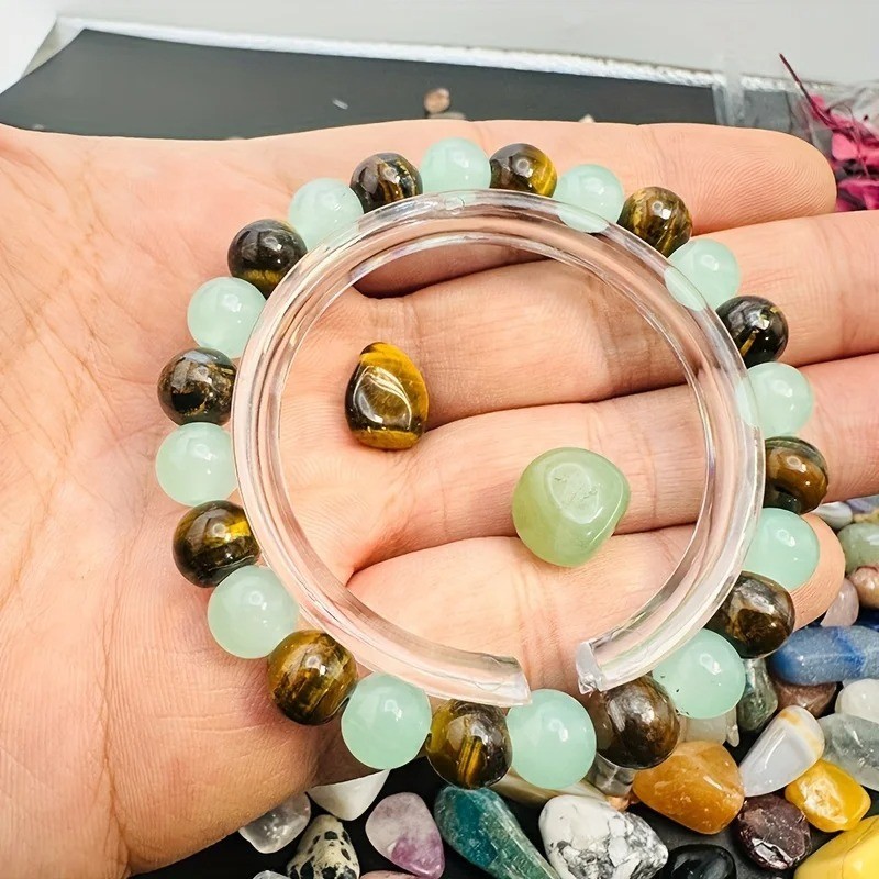 Money Good Luck Bracelet Green Aventurine Tiger Eye Stone Healing and Bracelet