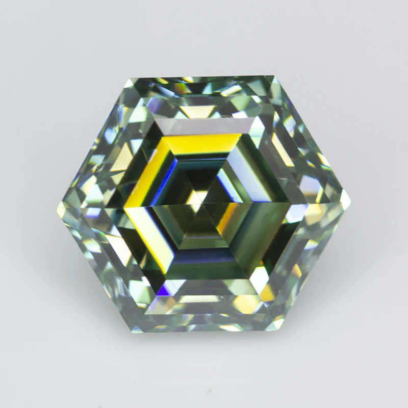 Natural 0.4-5ct Multicolor Hexagon Cut Moissanite Stone VVS1 GRA for Jewelry