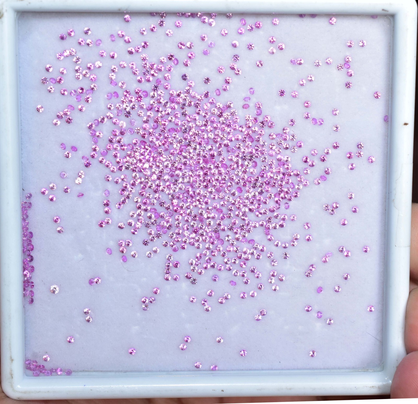 859 Pcs Natural Mogok Pink Ruby AGL Certified 1×1 mm Round Shape Loose Gemstone