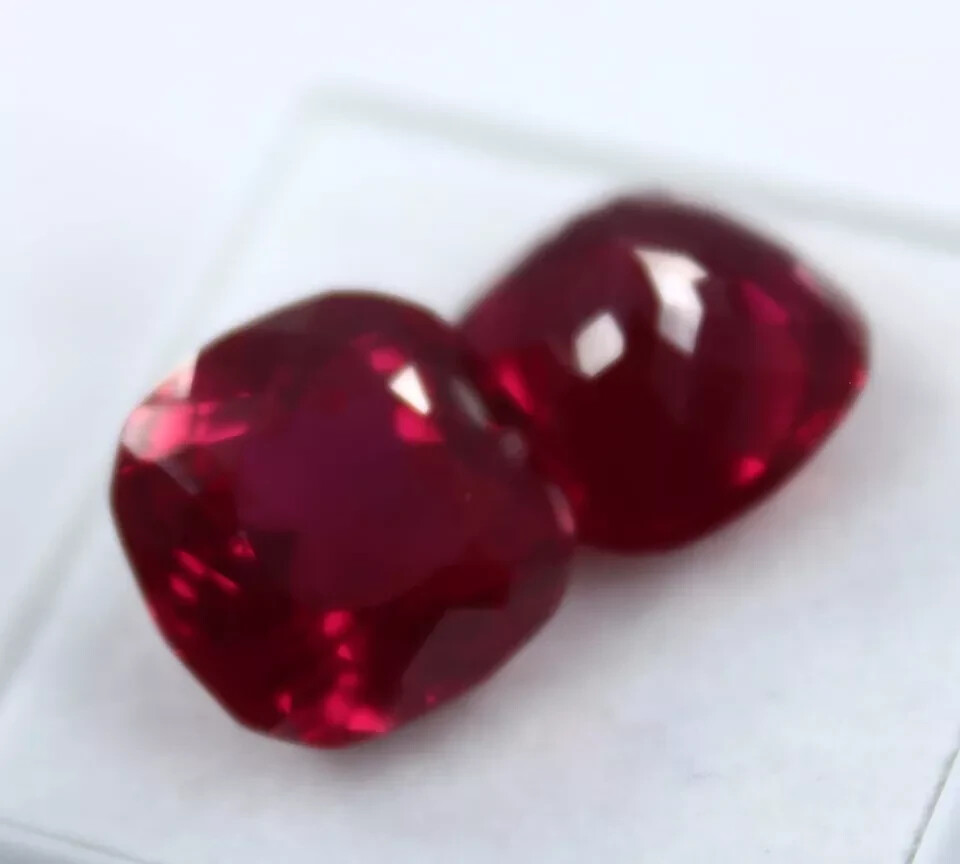 Pair Ruby Blood Red Color Square Cut 18 Ct EGL CERTIFIED Natural Loose Gemstone