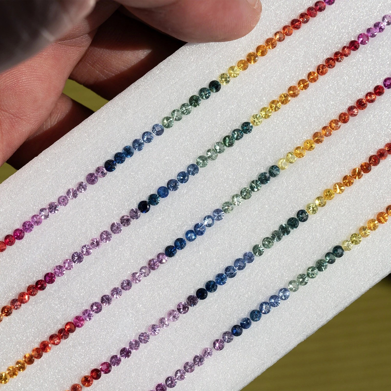 Rainbow Sapphire Color Gradation 2mm Round Set for Bracelet Amazing Design 1 pcs