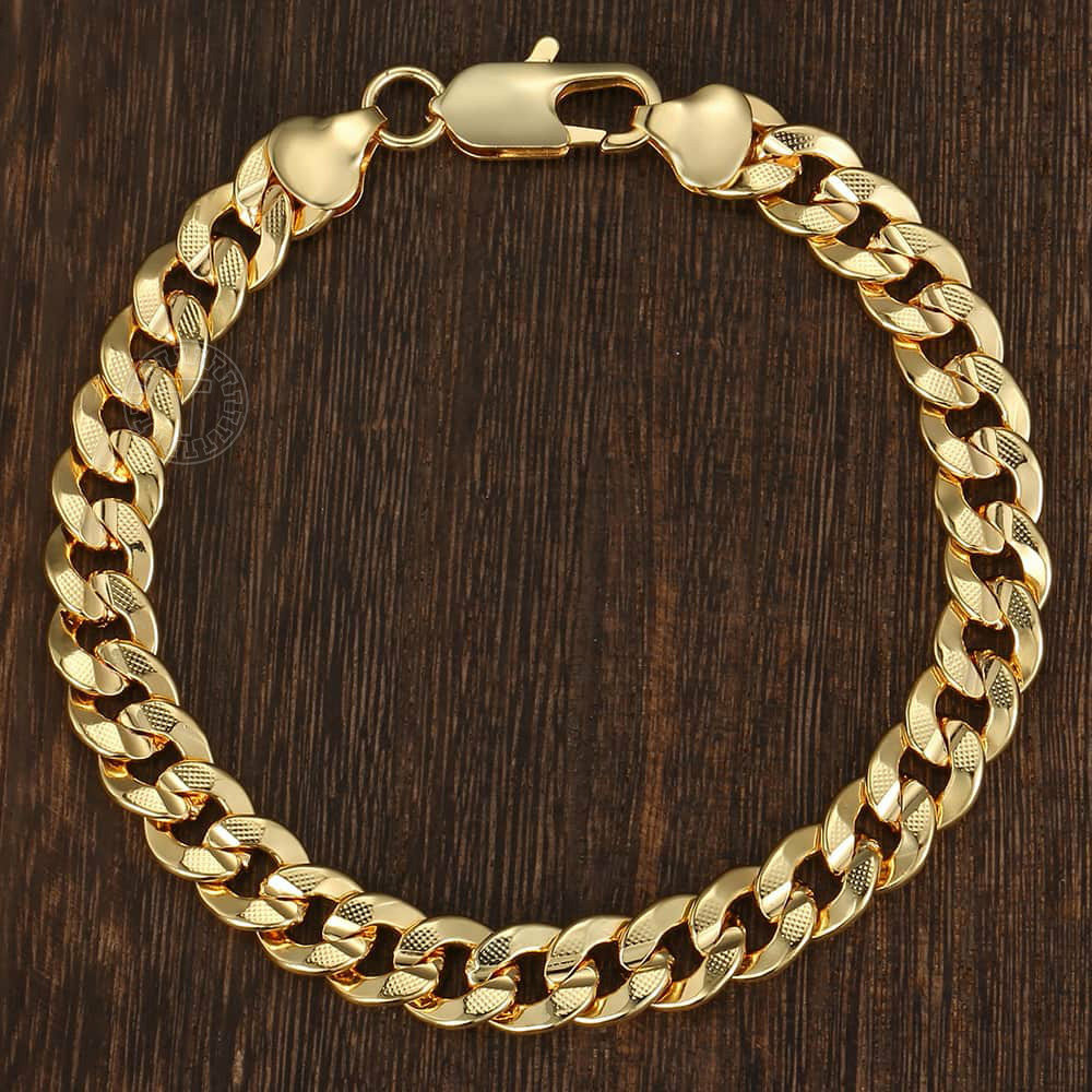 6MM/9MM Yellow Gold Filled Bracelet Curb Chain Cuban 7″-9″ for Men Women