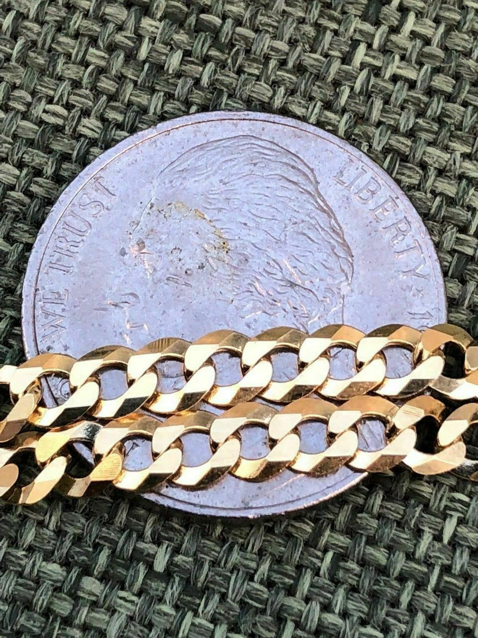 Flat Miami Cuban Link Chain 14K Gold Plated Solid 925 Sterling Silver 4mm ITALY