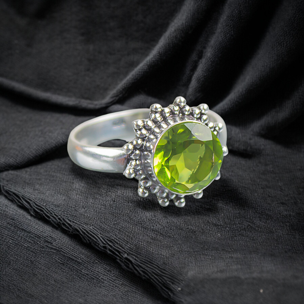Peridot Gemstone 925 Sterling Silver Ring Handmade Jewelry Ring For Gift