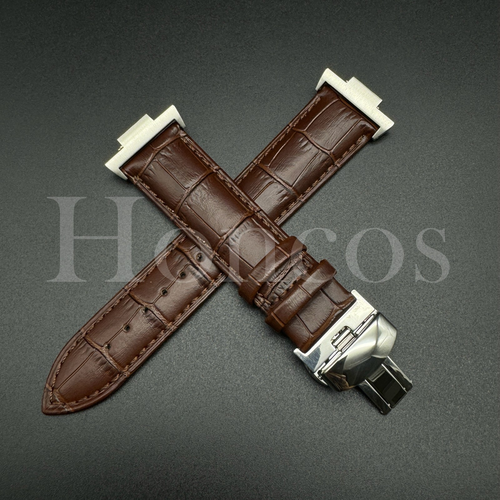 Brown Genuine Leather Alligator Watch Strap Fits for Tissot PRX Clasp Adapter US