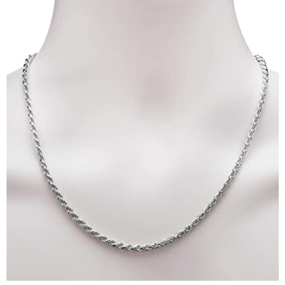 Classic 18K White Gold Plated 16/18/20/22/24 inch *4mm Wide Rope Chain Necklace