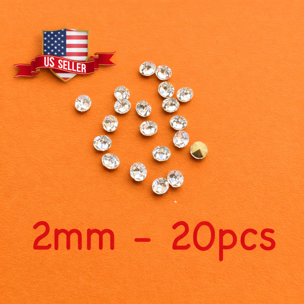 20 pcs 2mm 13pp Round Foil Back Crystal Rhinestones Jewerly Repair Artwork Craft