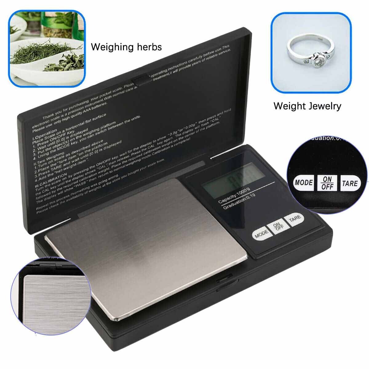 1000-0.1g Portable Small jewelry scale,Digital Pocket Scale g/oz/gn/ct/dwt/ozt