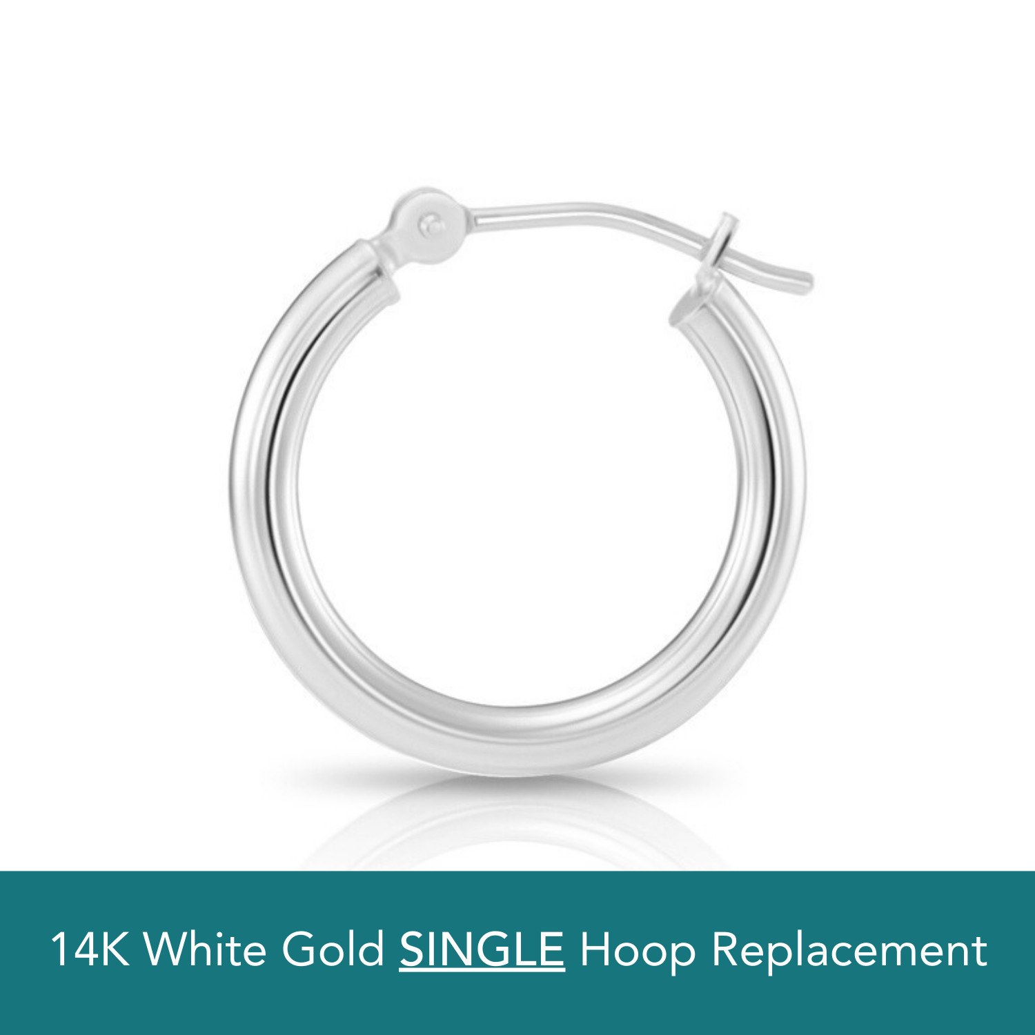 Single Replacement 14K Yellow/White Gold Classic Round Hoop Earring 2mm Tube