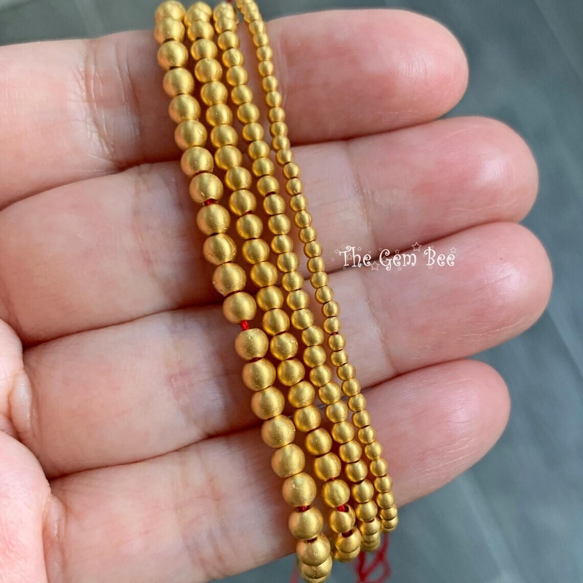 18k Yellow Gold 2/2.5/3/3.5mm Matte Finish Handmade Off Round Spacer Bead (10)