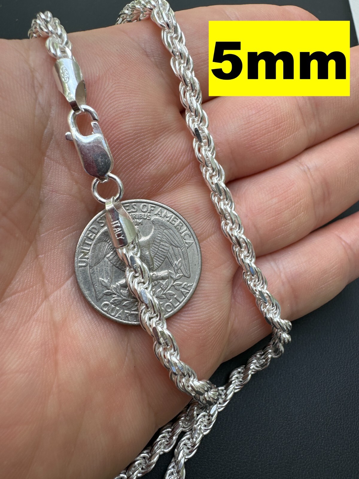 Cadena Rope Plata Esterlina 925 Real Hombre Mujer 1.5-5mm Italia 16-30″