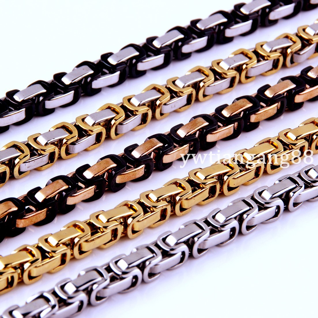 16~40″ 4/5/8mm Fashion Stainless Steel Men Womens Byzantine Box Chain Necklace