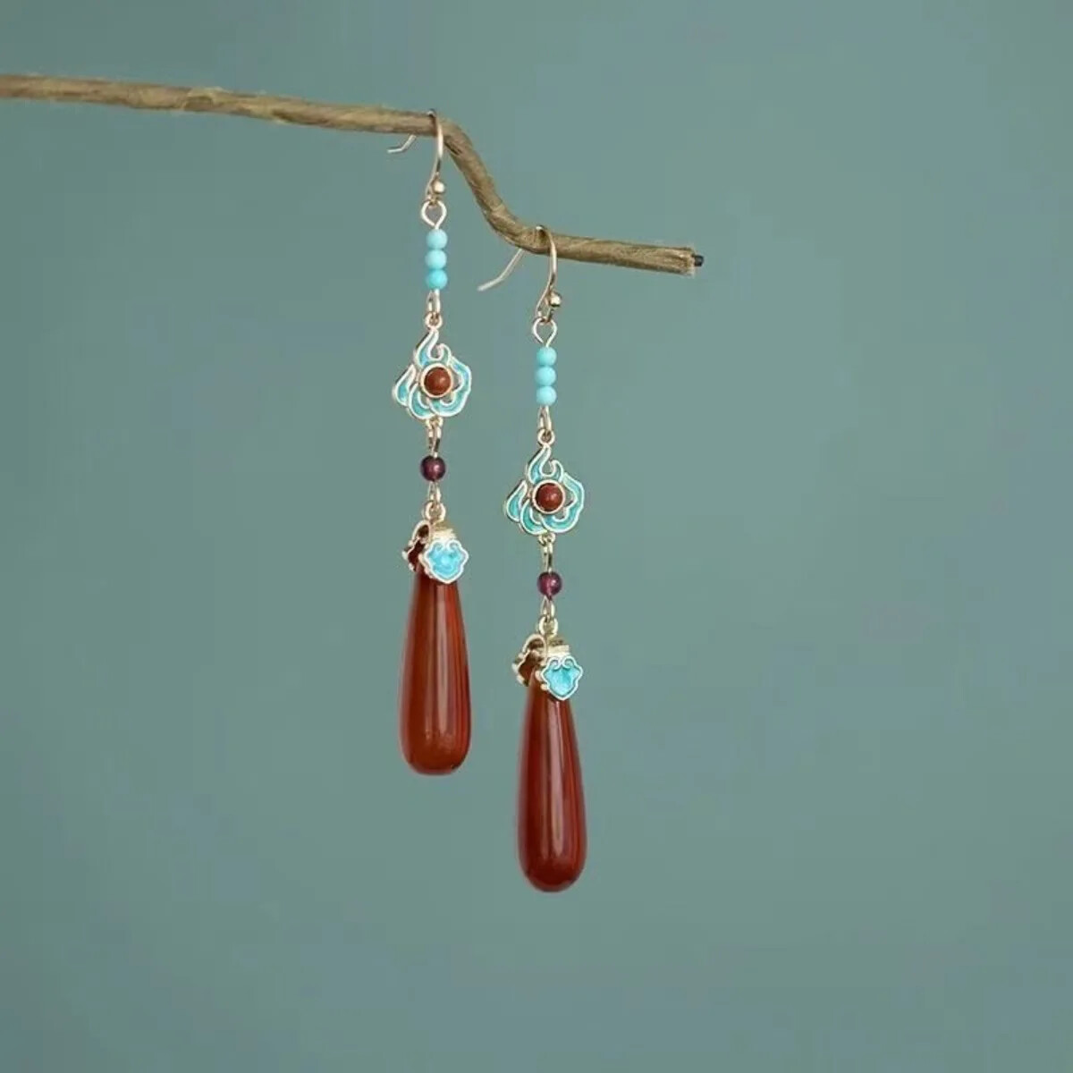 Chinese Jade Earrings for Women Enamel Jewelry Elegant Birthday Gifts accessory