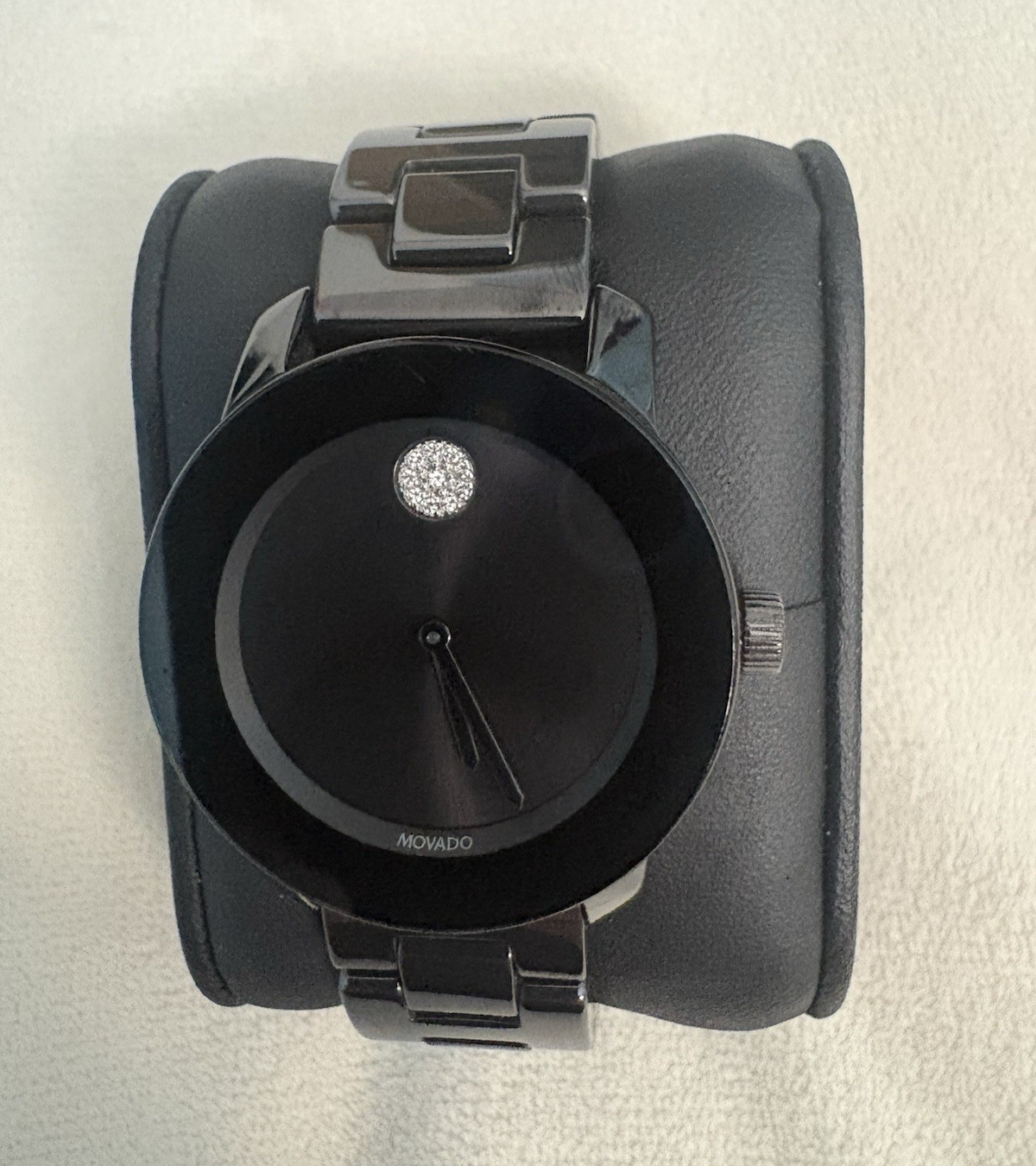 Movado Bold Quartz Analog Wristwatch Black Dial Black Steel Bracelet
