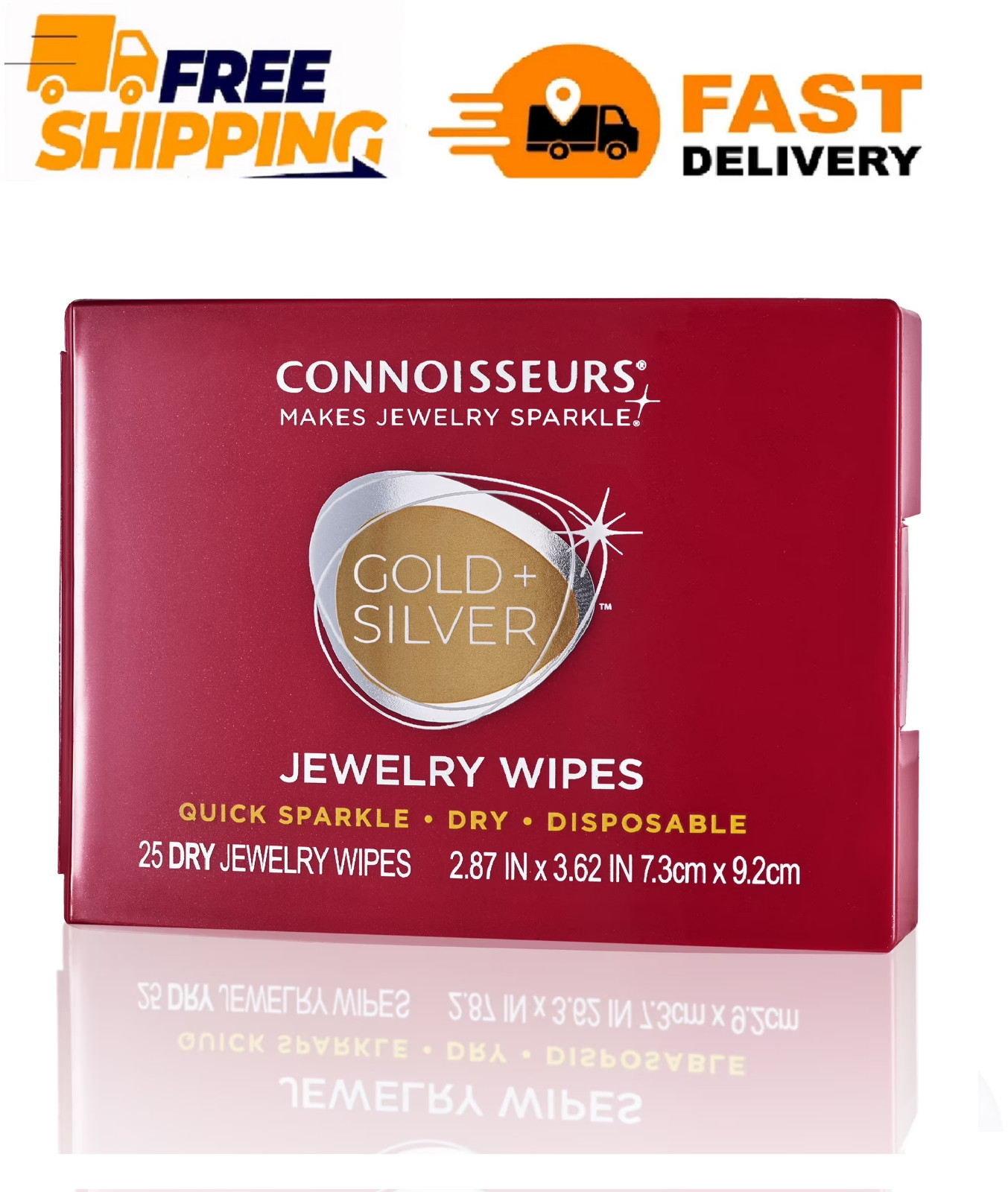 Connoisseurs Gold & Silver Jewelry Cleaning Wipes, Red Compact, 25ct Dry Disposa