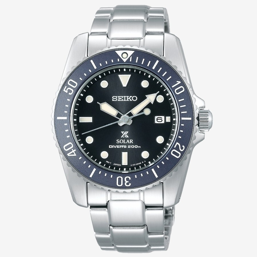 SEIKO ProspeX SNE569P1 Solar Sea Diver Watch 200m 39mm Mini Scuba Gray V147 Date