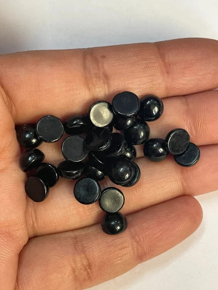 AAA+ Natural Black Onyx Cabochon Round Shape Loose Gemstone For