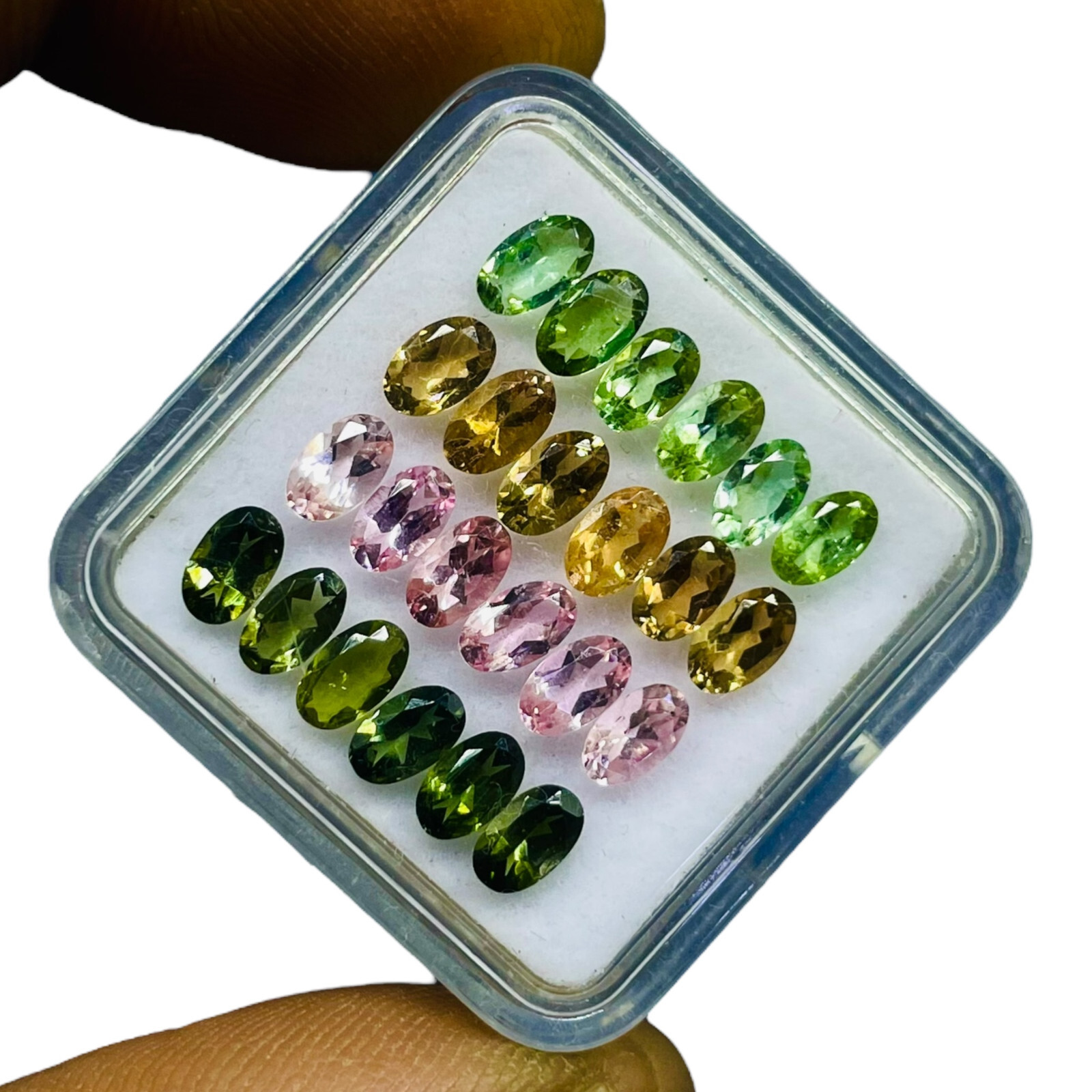 VVS 24 Pcs Natural Multi Tourmaline 5x3mm Oval Cut Loose Untreated Gemstones Lot