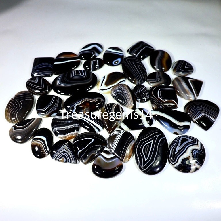250 Crt WHOLESALE LOT TUXEDO AGATE-HAKIK-HAQIQ CABOCHON GEMSTONE AAAA