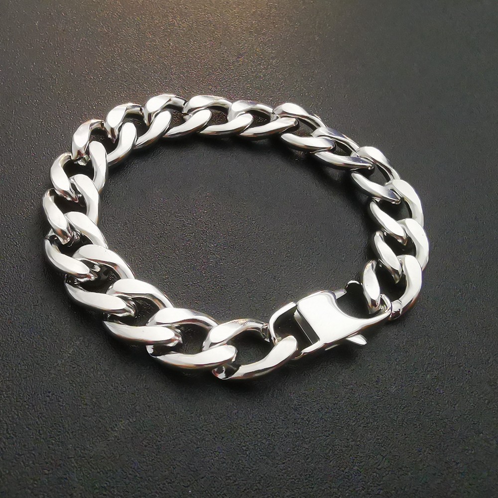 Large punk style hip-hop style stainless steel bracelet / necklace 7-30in W:12mm