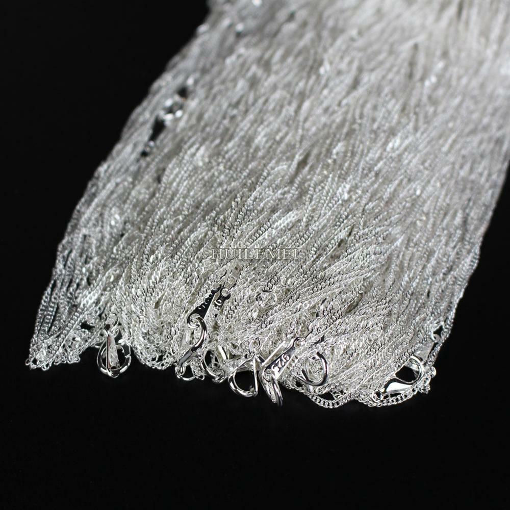 10pcs/lot 2mm 925 Silver Plated Water Wave Chain Necklaces 16″ 18″ 20″ 24″