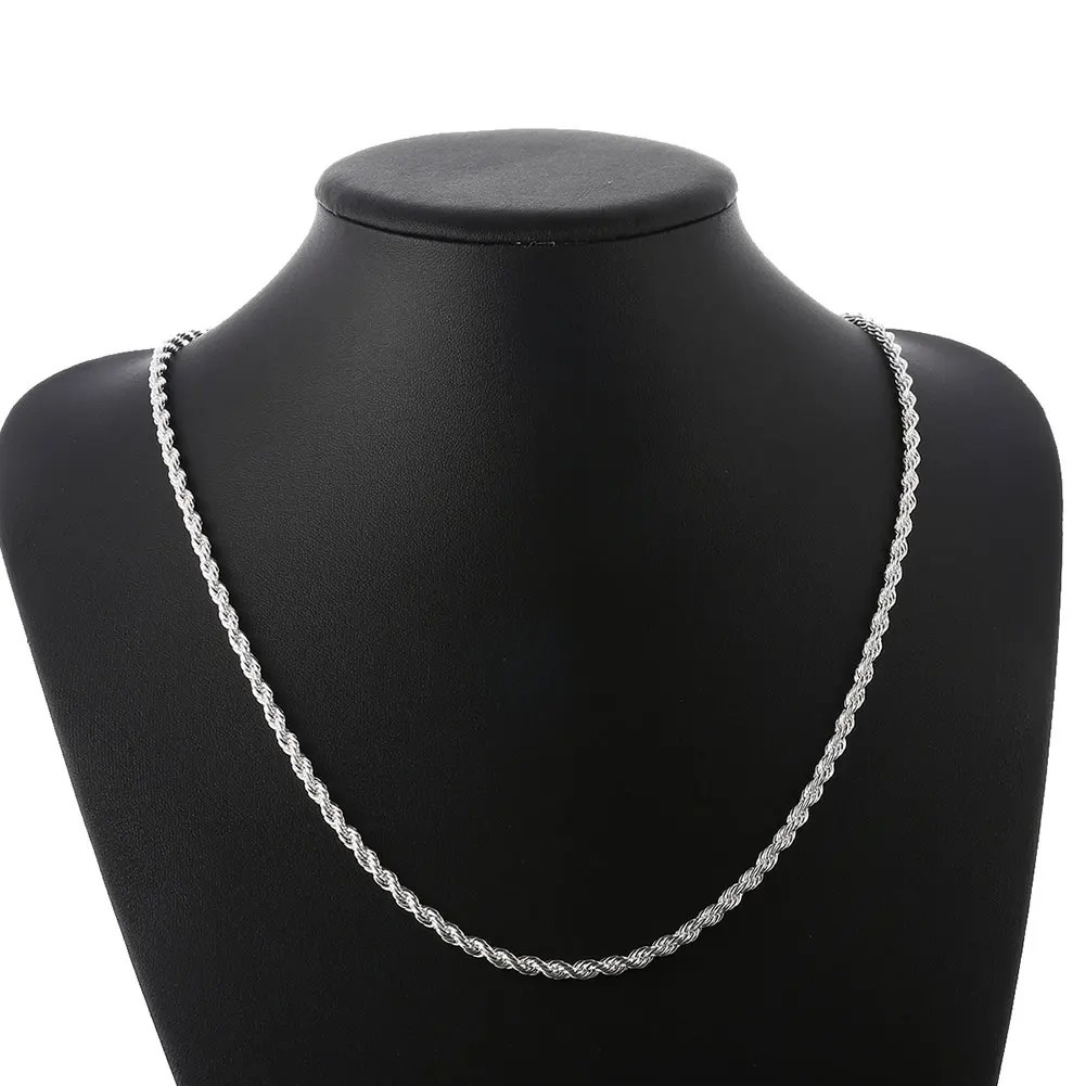 4mm Diamond Cut Solid 925 Sterling Silver Italian Rope Chain Men’s Necklace**