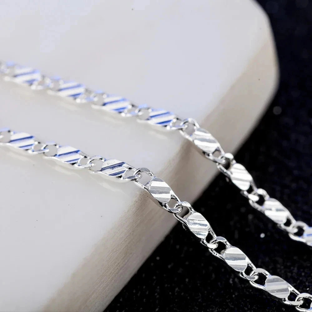 New 925 Sterling Silver fine 2MM flat Clavicle chains Necklaces for Men Women