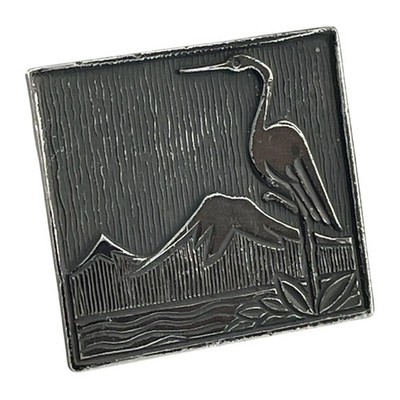 Vintage Soviet Armenian Brutalist Heron Brooch – Yerevan Metal Plaque