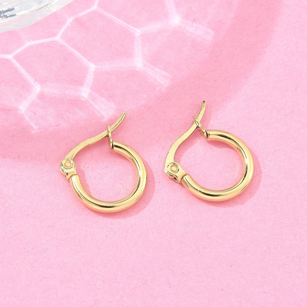 6 Pairs Golden Stainless Steel Hoop Earrings Hypoallergenic Ring Earring Blank