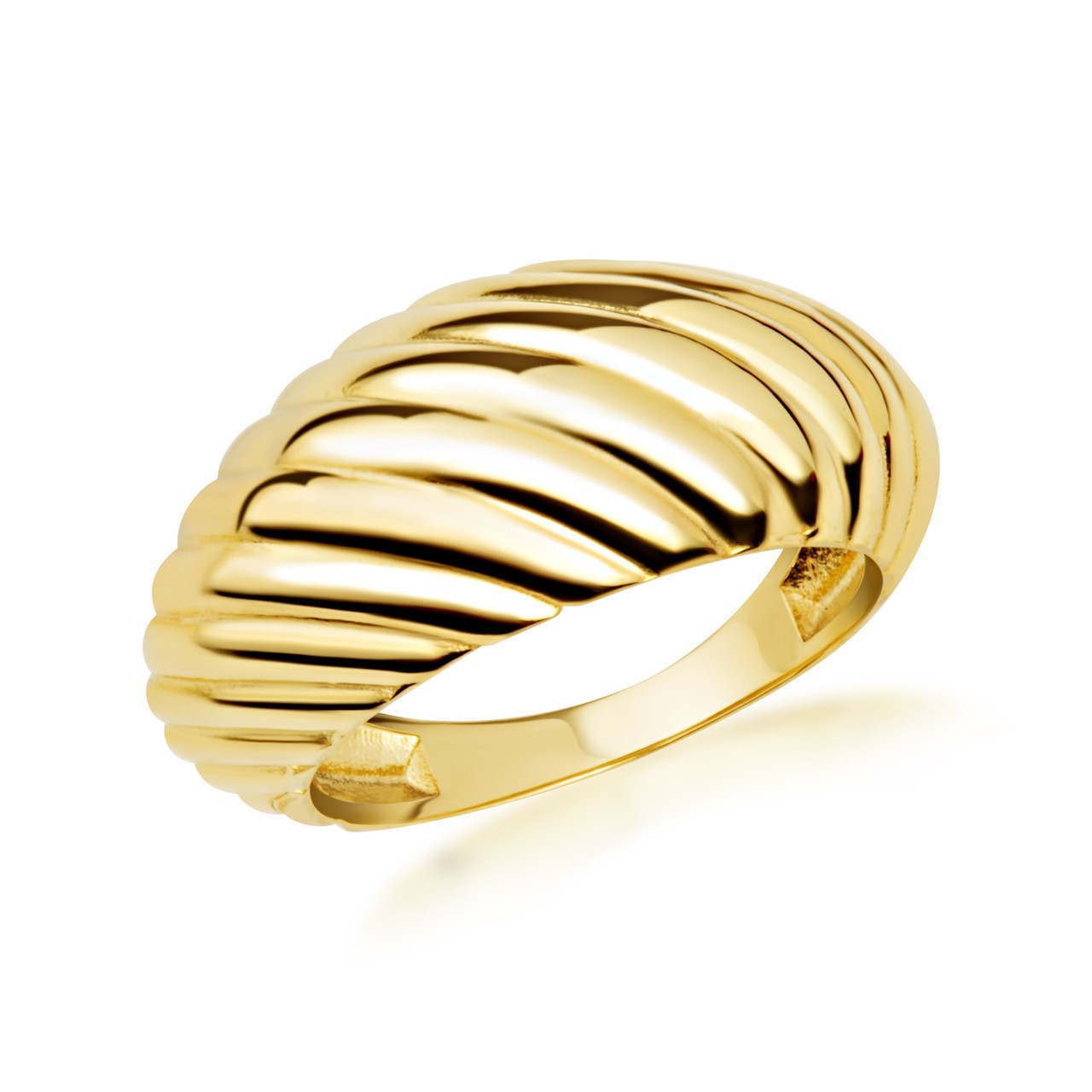 Gold Ribbed Dome Ring (Available in Yellow/Rose/White Gold)