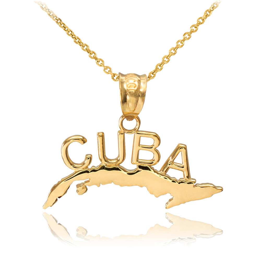 Gold CUBA Pendant Necklace(Available in Yellow/Rose/White Gold)
