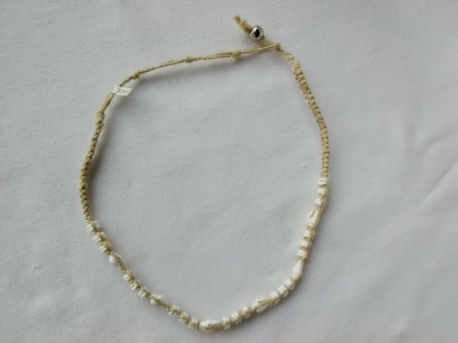 HEMP SURFER CHOKER NECKLACE Unisex Puka Shells Macrame 17″ New USA Seller