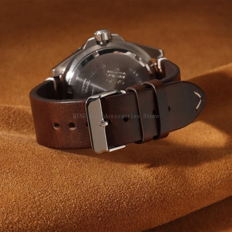 Retro Oil Wax Genuine Leather Watch Band 18 19 20 21 22 24mm Thin Cowhide Strap.