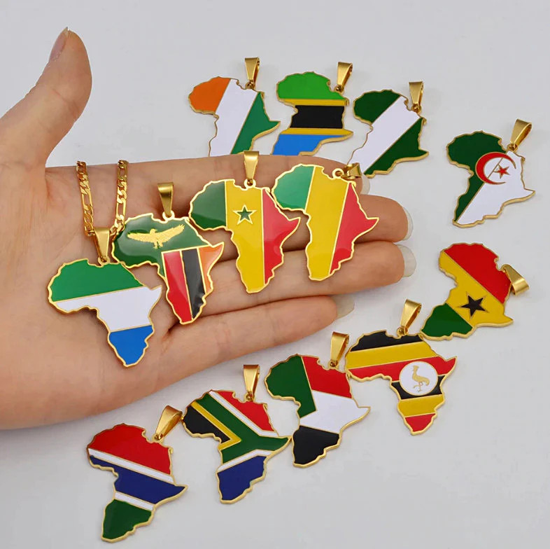 Morocco Flag Africa Map Necklace