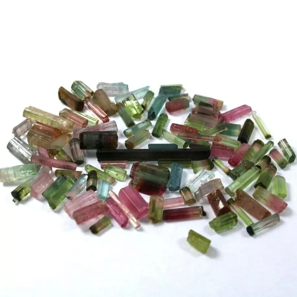 Natural Bi-Color Multicolor 300 Ct Tourmaline Pencil Rough Lot Loose Gemstone A+