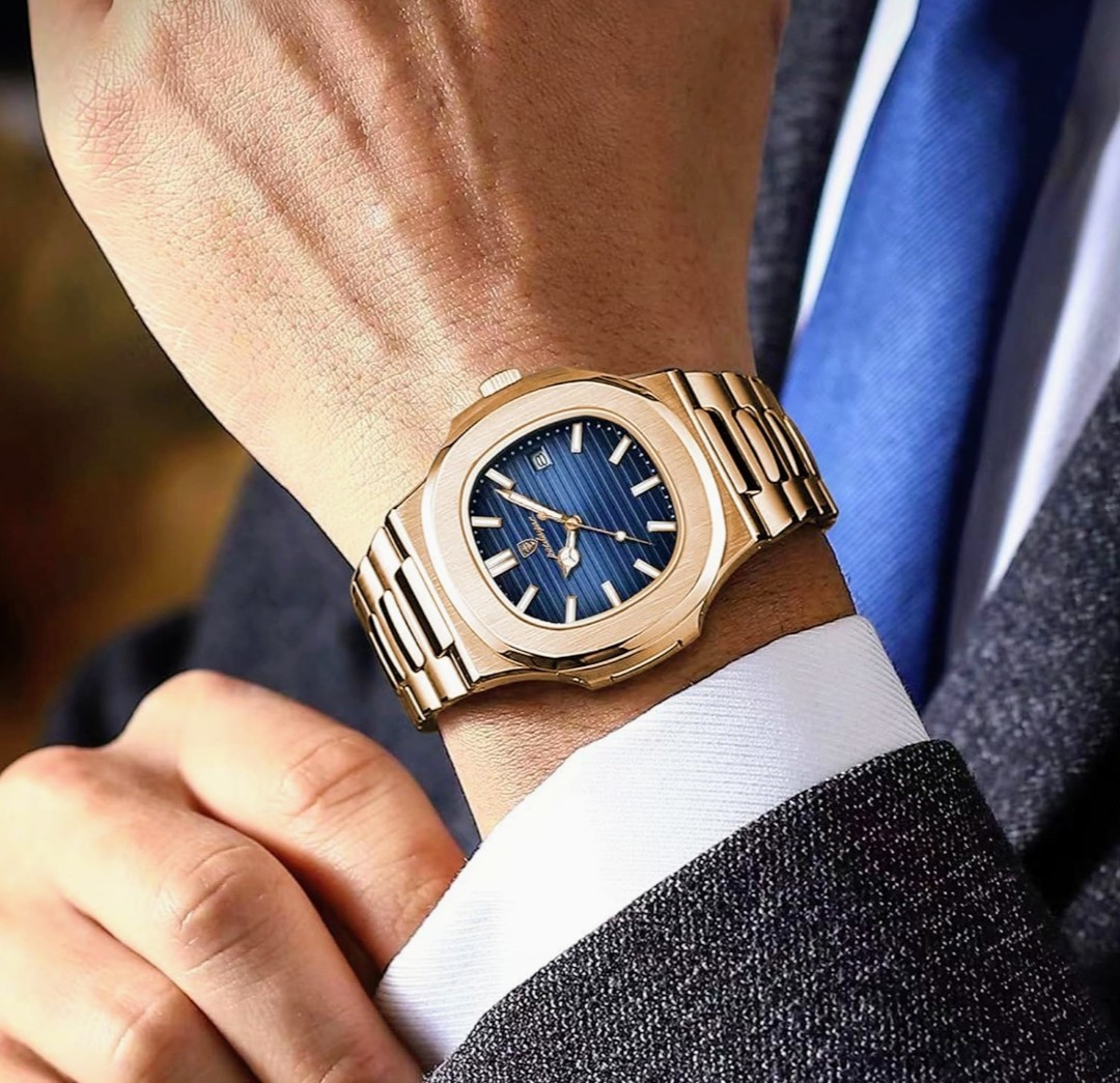 Poedagar Mens Luxury Quartz Watch Waterproof Stainless Steel Rose Gold Square