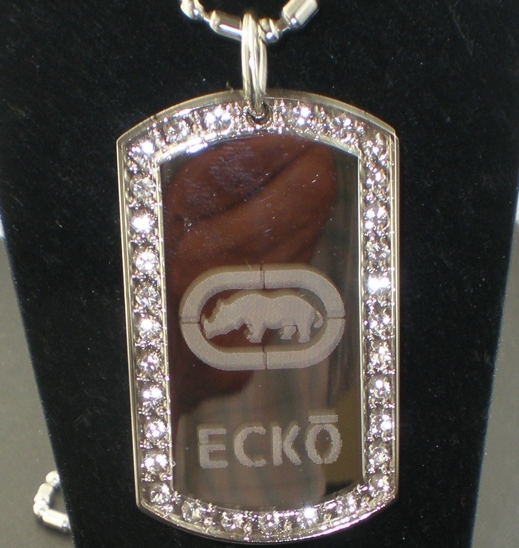 ECKO Regular CZ Dog Tag dogtag Pendant chain Necklace
