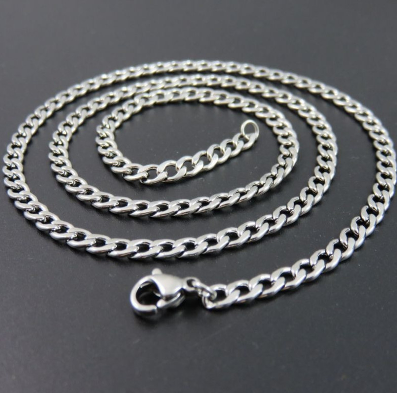 Stainless Steel Cuban Curb Chain Silver 16″-30″ Men Necklace 2/3/5/7/9/11/13mm