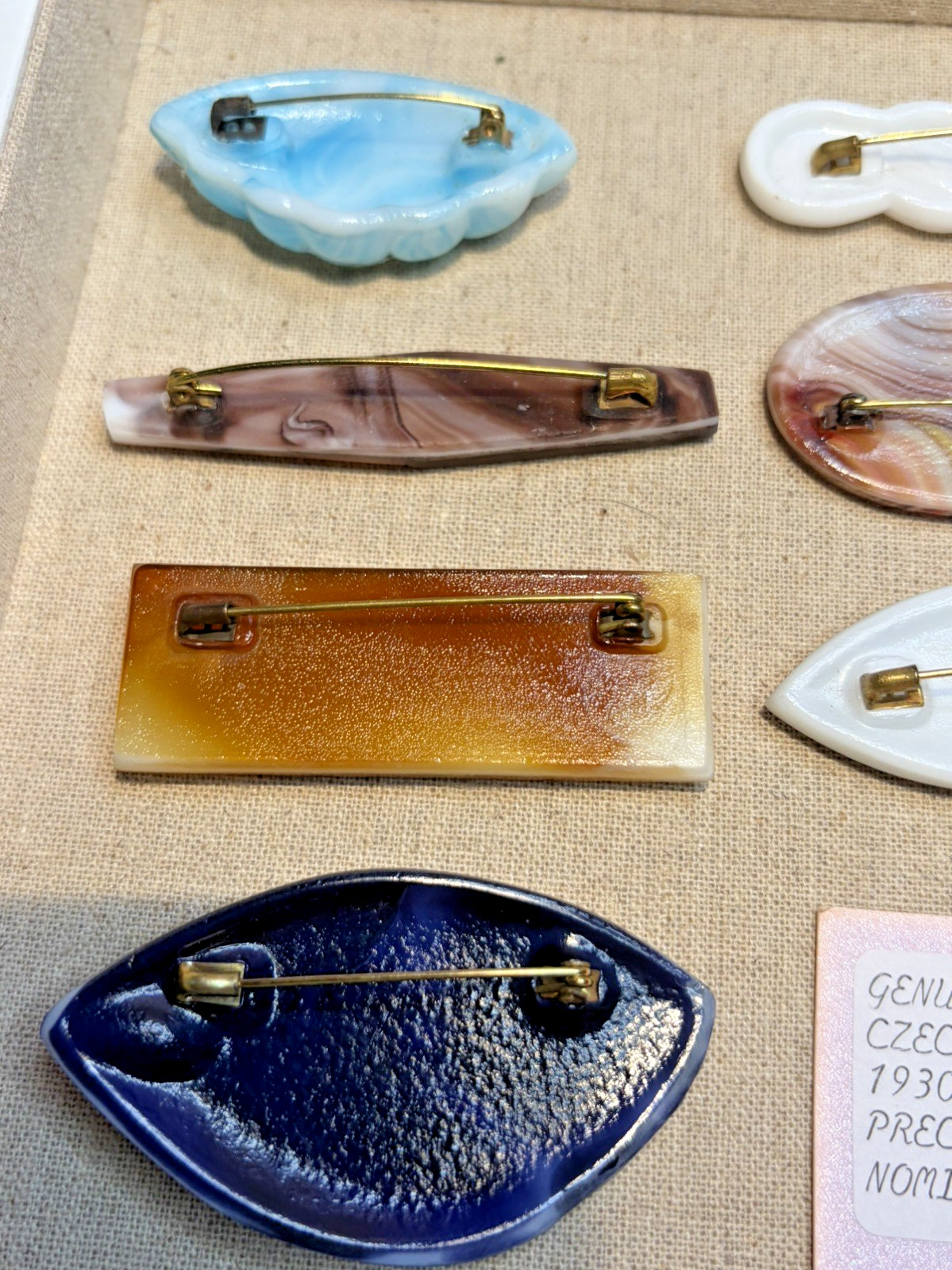22 Antique 100 year old Czechoslovakian Glass Brooches Pre-WW2