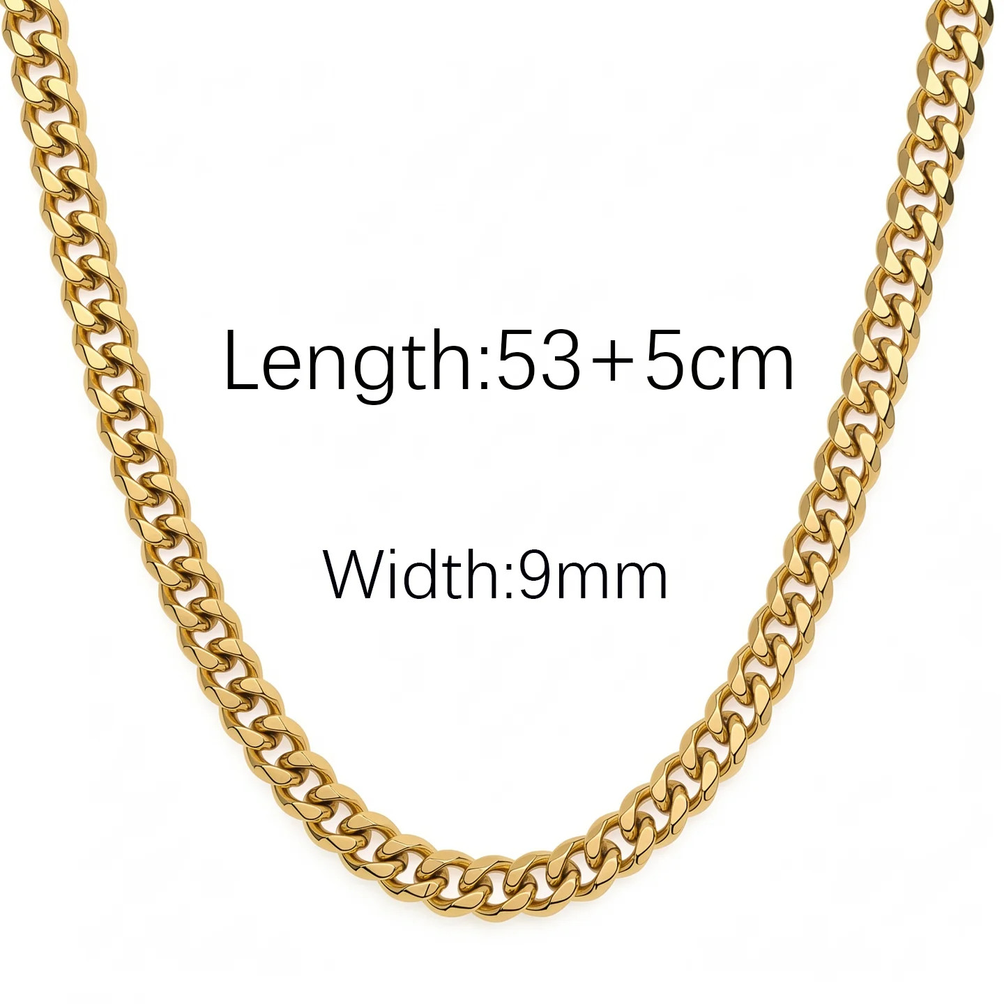 European and American Hip-Hop 6-sided Polished Cuban Chain, Colorfast Titanium S