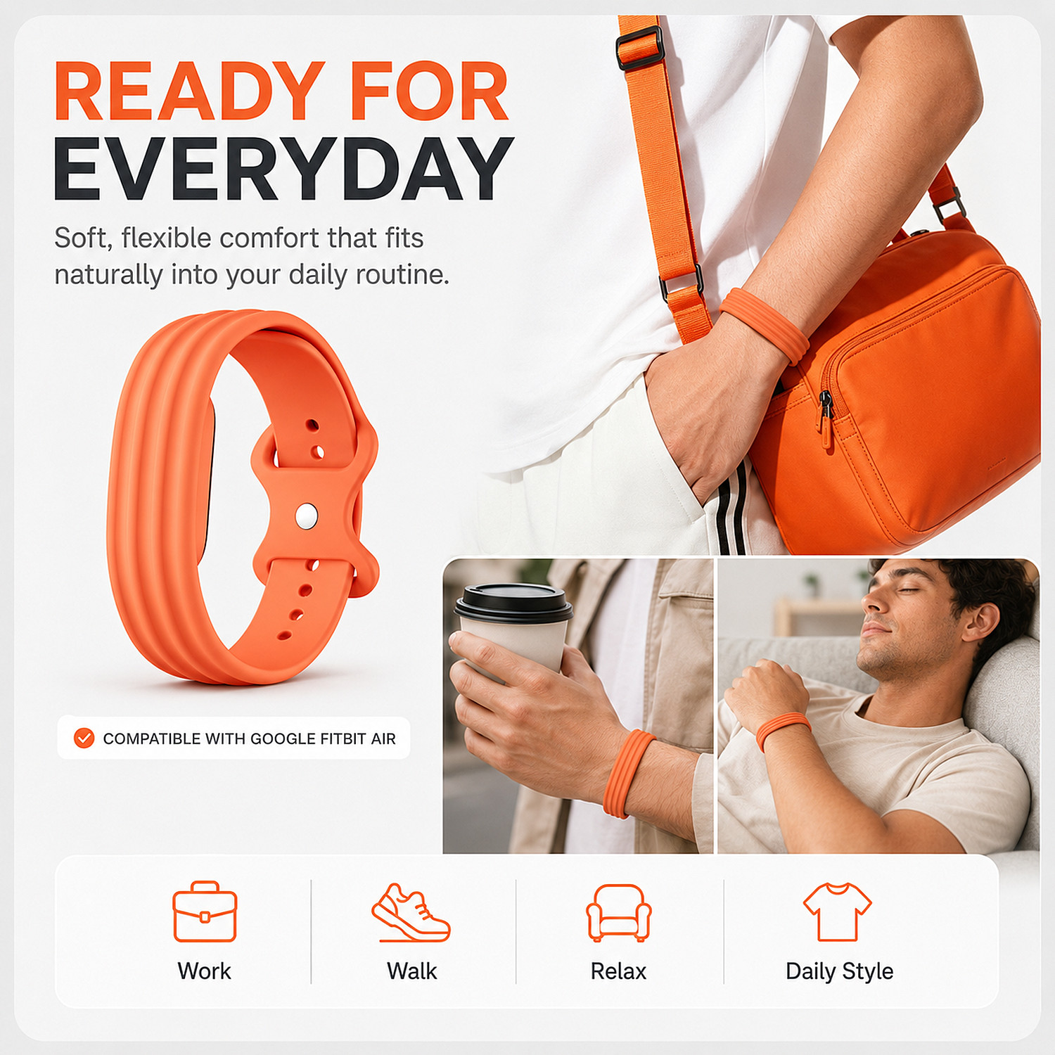 Silicone Band For Google Fitbit Air 2026 Skin-Friendly Sport Replacement Strap