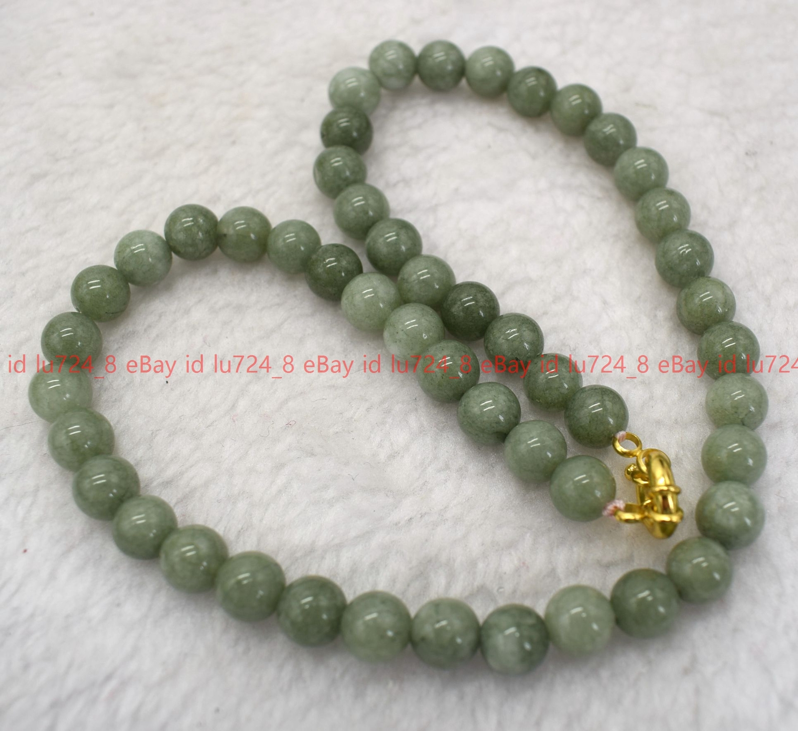 6-14mm Natural A Green Jade Jadeite Round Gems Beads Gold Clasp Necklace 14-36″