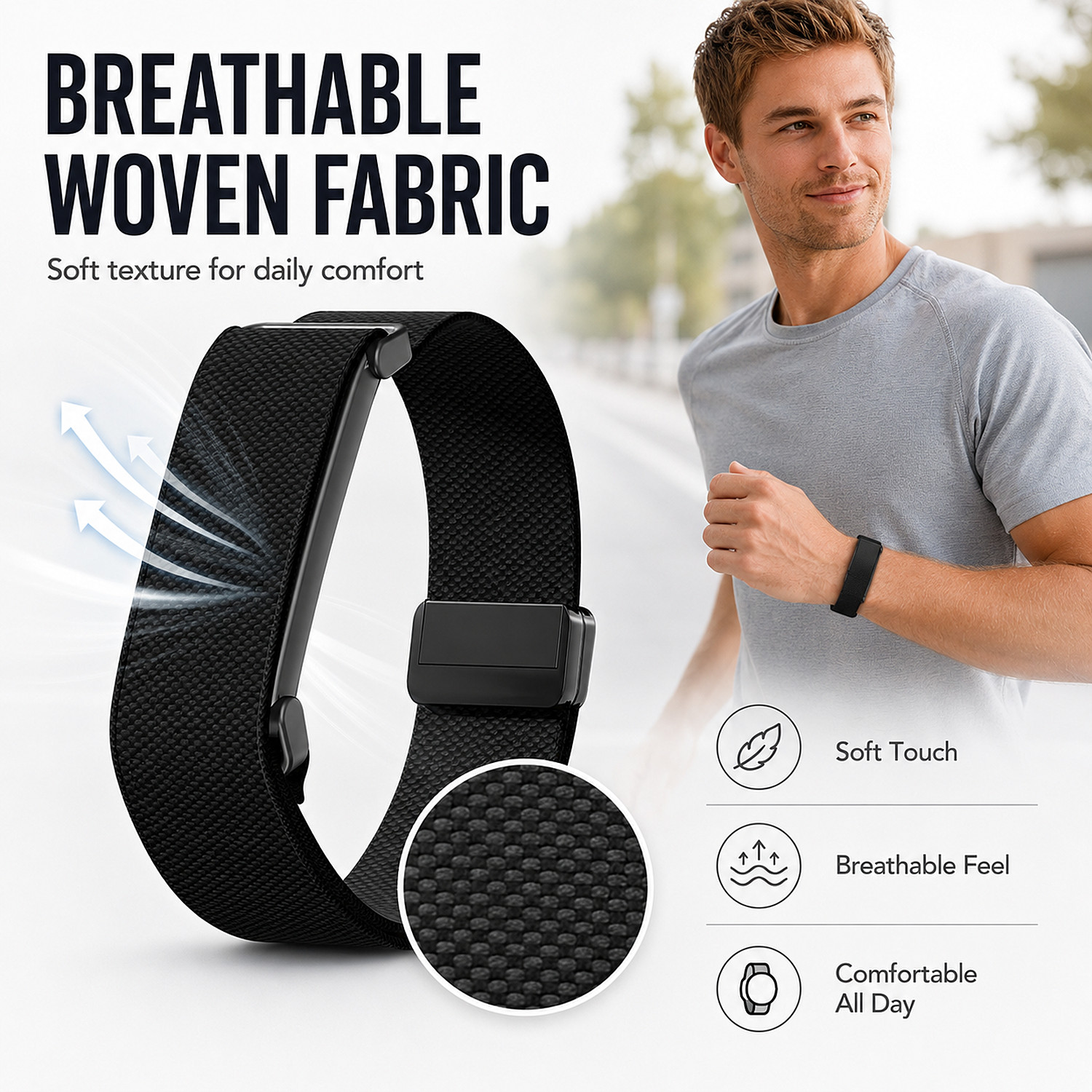 For Google Fitbit Air (2026) Magnetic Buckle Sports Nylon Loop Strap Band Case