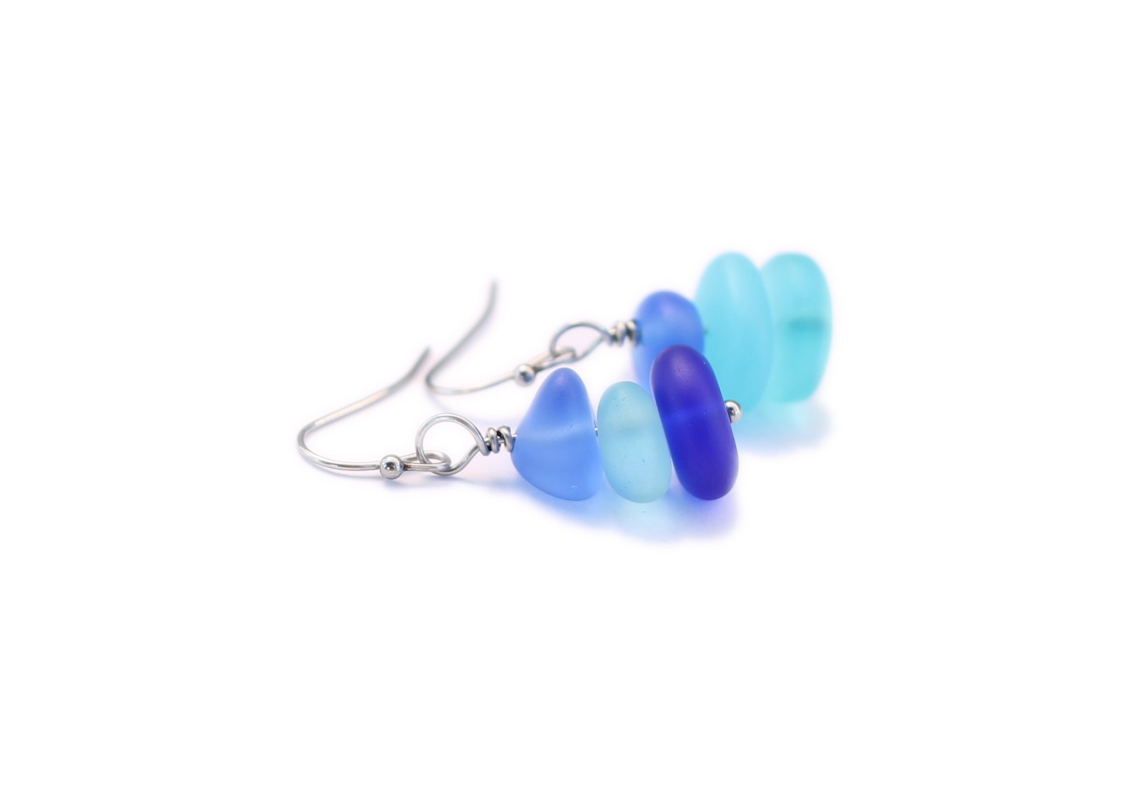 Blue Sea Glass Earrings | Ocean Sea Cruise Beach Jewelry