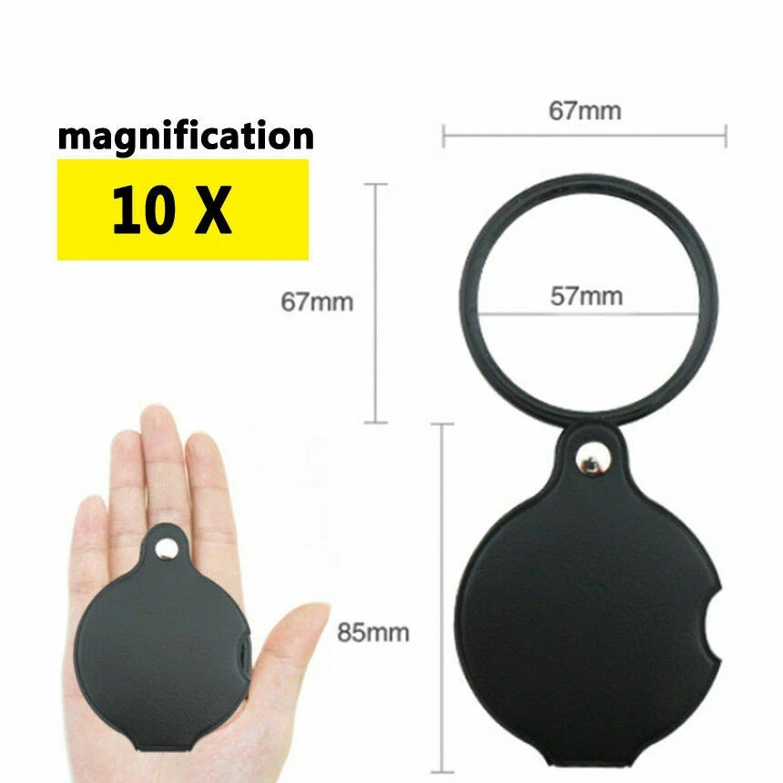 10X Mini Folding Magnifying Glass Optical Magnifier Pocket Reading Tool Loupe